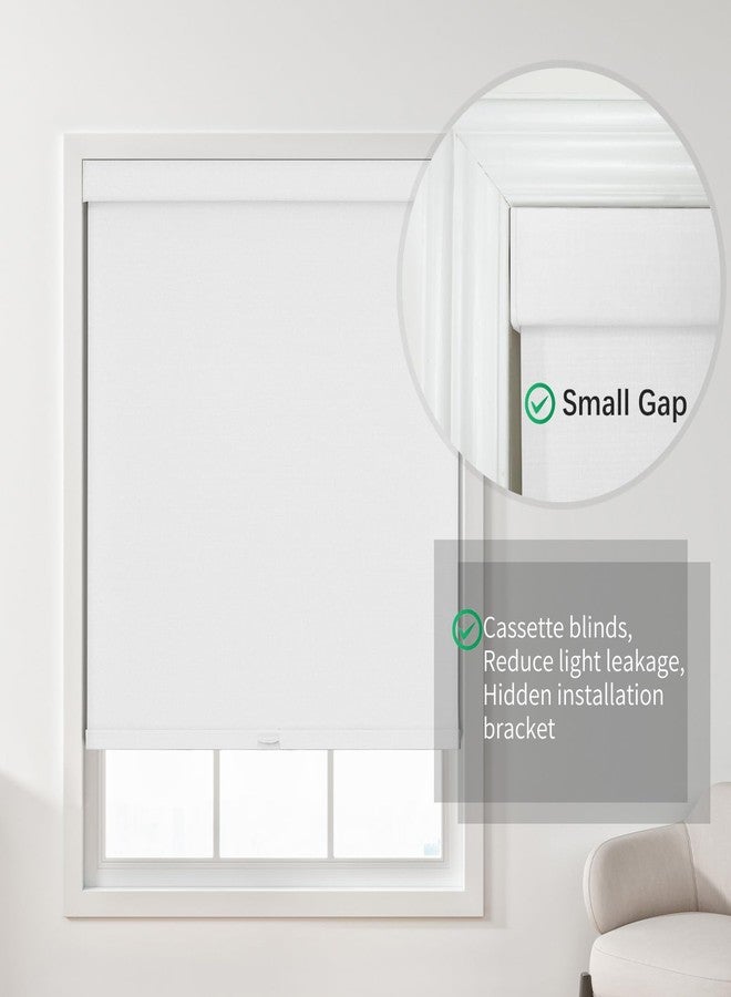 NUTRO CHILL Blackout Window Blinds Cordless, Spring System Window Shades with UV Protection Thermal Insulated Linen Fabric, Roller Blinds for Home Office(37''x72'', White) - Image 3